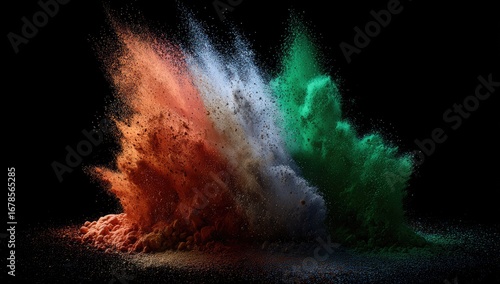 Colorful powder explosion on black background