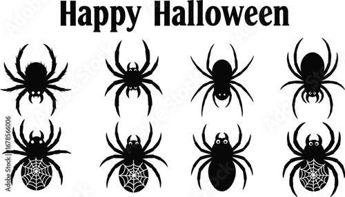 Happy halloween with spider, perfect for spooky designs, invitations, decorations, and halloween themed projects