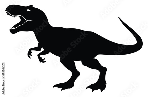 Tyrannosaurus Rex silhouette vector illustration representing prehistoric reptile on white background