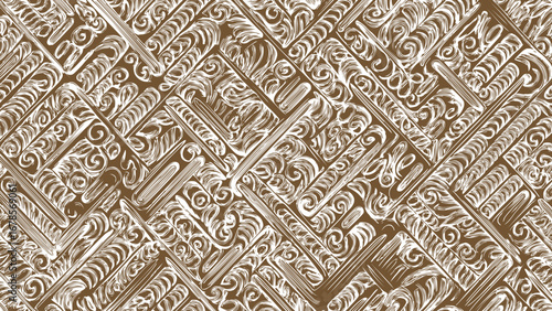 Brown and white seamless pattern texture of old wood. Decorative retro ornament background.