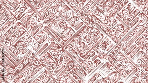 Red and white seamless pattern texture of old wood. Decorative retro ornament background.