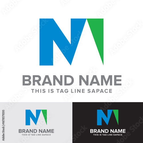 Letter N Mountain Peak Vector Logo Art