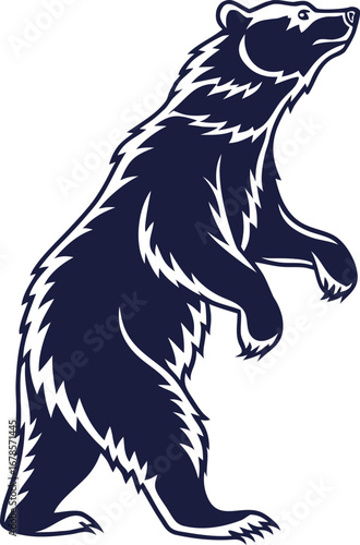 Majestic bear standing on hind legs flat vector silhouette design