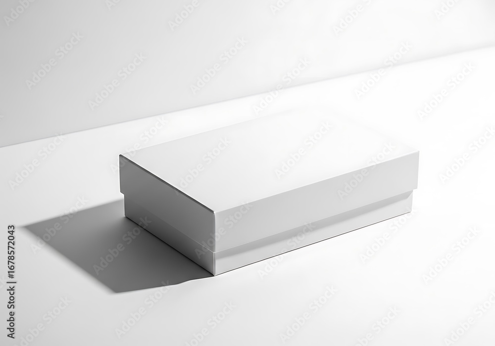 Fototapeta premium Minimalist White Box with Dramatic Shadow on a Clean, White Surface