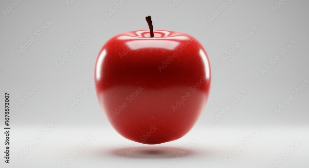 Obraz premium Shiny red apple on white background