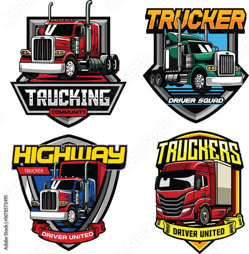 Set illustration of truck with esport logo style