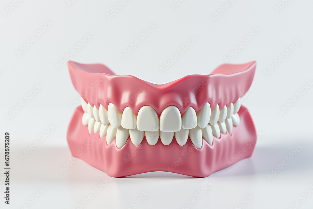 Obraz premium Complete Denture Set on White Background for Dental Health and Education with Realistic Detail and Accurate Anatomy