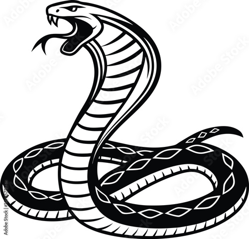 Coiled serpent icon flat design in a striking silhouette style