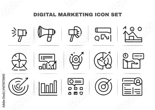 digital marketing icon set vector format