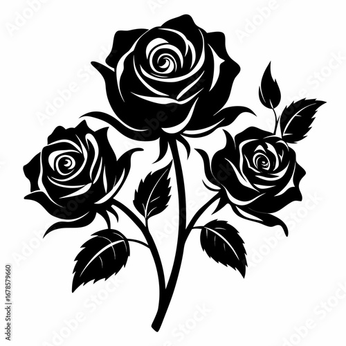 Floral Mystic Roses Bundle Silhouette Vector Design Isolated on White