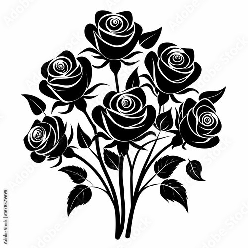 Floral Mystic Roses Bundle Silhouette Vector Design Isolated on White