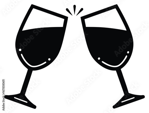 Two wine glasses clinking together celebrating a special occasion vector design