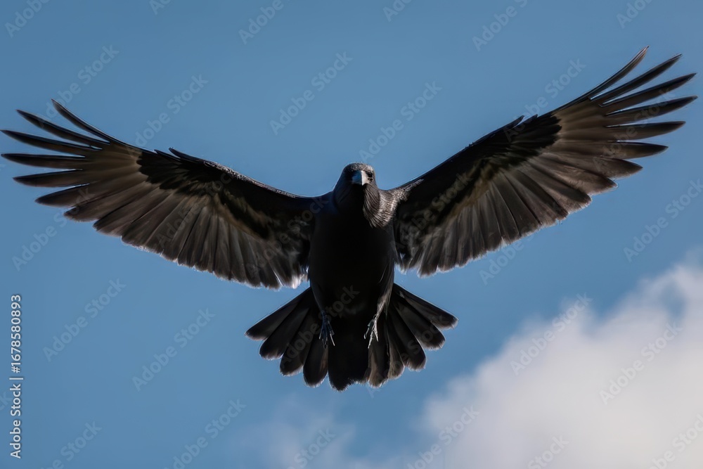 Obraz premium Crow in Flight - Capturing Nature's Grace