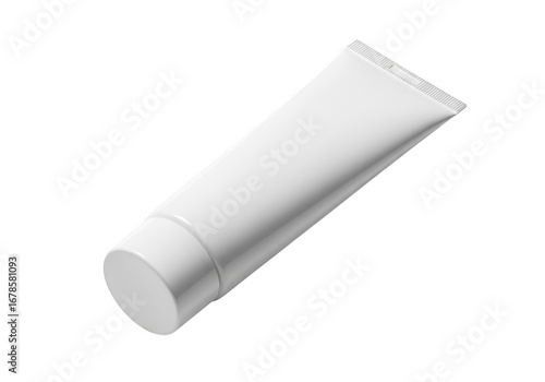 White cosmetic tube isolated on transparent background
