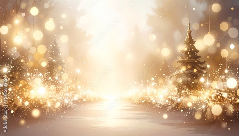 Naklejka premium Abstract Christmas background, blur, shiny, bronze bokeh sparkles, blurred lights.