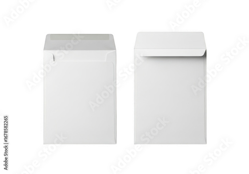 Two white envelopes isolated on transparent background
