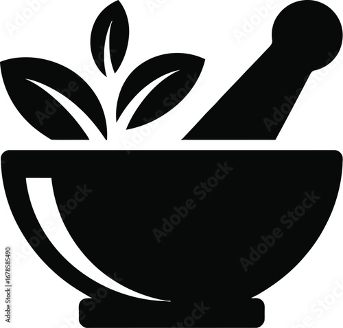 Mortar Pestle With Leaves bowl herbs