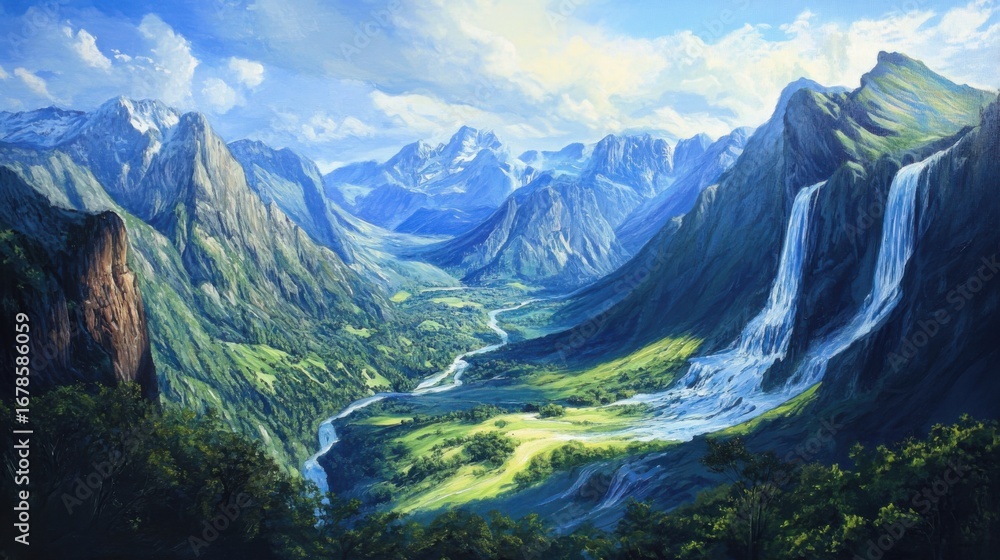 Fototapeta premium Incredible mountain scenery, God's creation, landscape, view from above