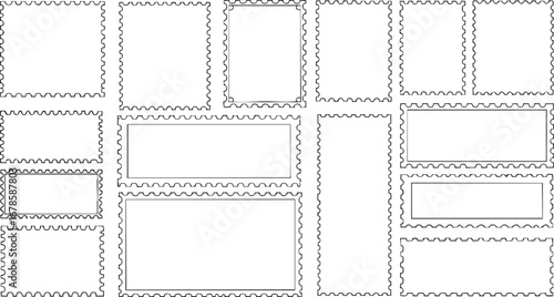 Collection of blank postage stamp outlines perfect for creative design projects
