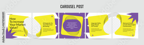 Editable Instagram Carousel Post Layout Set, Social Media Marketing microblog template design, tips & tricks linkedin post template, eps 10.