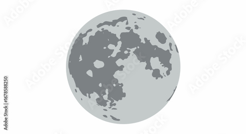 A minimalist vector illustration depicting the full moon, showcasing its distinct craters and surface texture, presented in a clean, isolated style.