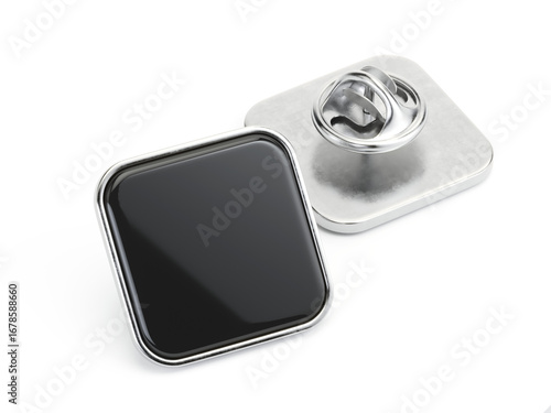 Papier peint Empty enamel pin mockup - Blank square black silver lapel badge mock up