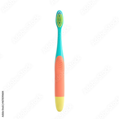 Modern colorful toothbrush with soft bristles, sleek design, isolated on white background, perfect for dental care, hygiene, and health concepts.
