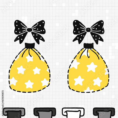 A collection of beautiful butterfly-patterned gift bows and boxes with ribbons