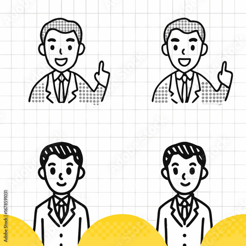 set of funny cartoon businessman