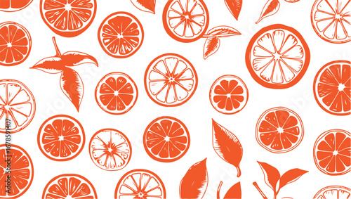 Citrus Fruit Vector Pattern with Orange and Lemon Slices, Vibrant Design, Fresh and Juicy, Colorful Tropical Illustration, Tangy Elements, Decorative Art, Summer Vibes, Refreshing, Creative, Whimsical