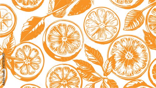 Citrus Fruit Vector Pattern with Orange and Lemon Slices, Vibrant Design, Fresh and Juicy, Colorful Tropical Illustration, Tangy Elements, Decorative Art, Summer Vibes, Refreshing, Creative, Whimsical