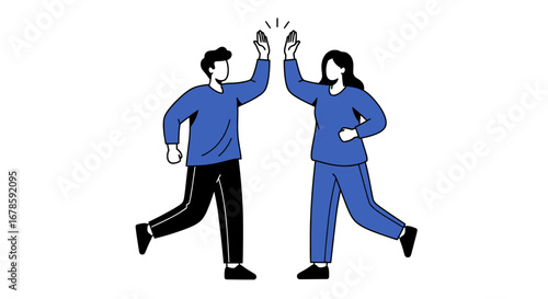 High-Five Celebration Two People Rejoice with a Gesture of Success and Achievement