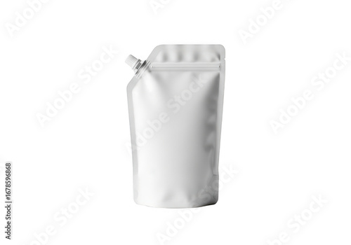 White stand up pouch with spout isolated on transparent background