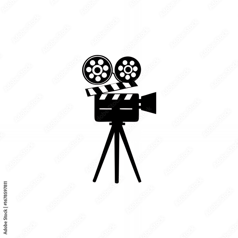 Obraz premium Classic Movie Camera Illustration Enhancing Nostalgic Vibes and Creativity