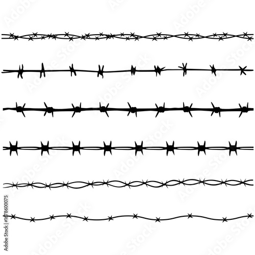 Barbed wire icon vector set. Barbwire illustration sign collection. Fence symbol or logo.