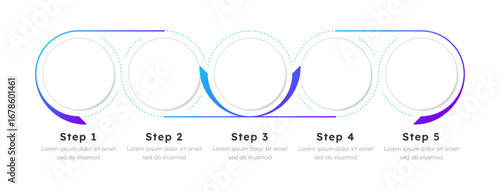 Business management infographic template. Corporate structure, workflow. Data visualization with 5 steps. Empty process vector design. Editable blank options info graphics. Lexend font used