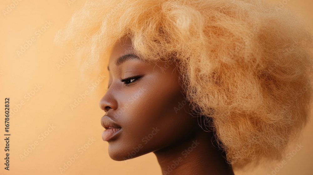 Fototapeta premium Young African American woman in serene studio portrait