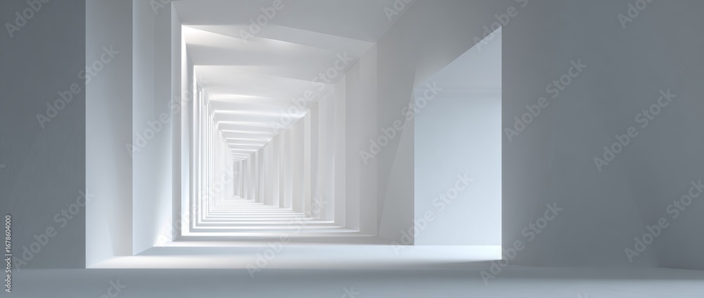 Fototapeta premium Empty white architectural tunnel