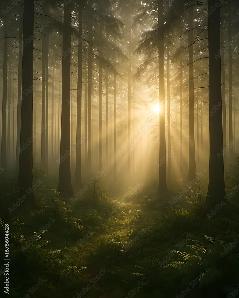 Obraz premium Misty Morning Forest