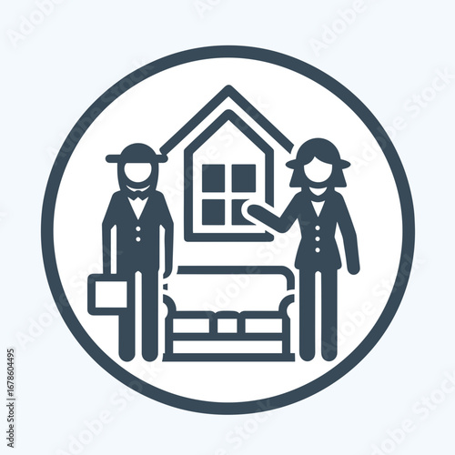 Real estate agents presenting modern home and furniture to clients  