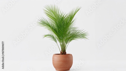 Potted Palm Tree on White Background, a Touch of Tropical Greenery for your Space.