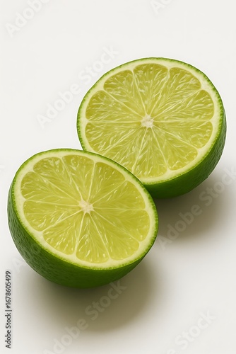Freshly cut lime halves ready for culinary use and garnish