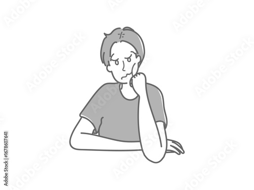 イラスト　頬　手