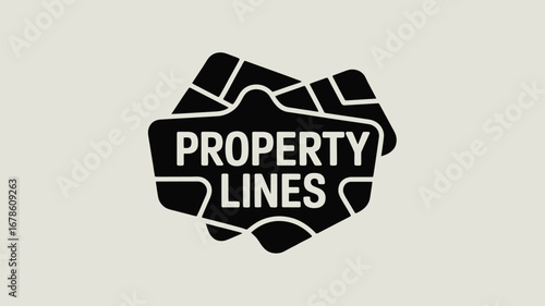 A black and white logo featuring the words property lines with a graphic design element above it