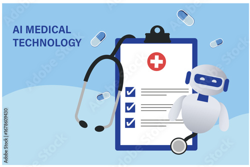  Artificial intelligence innovation technology for diagnosis, care, and increasing accuracy patient treatment. Medical technology concept

