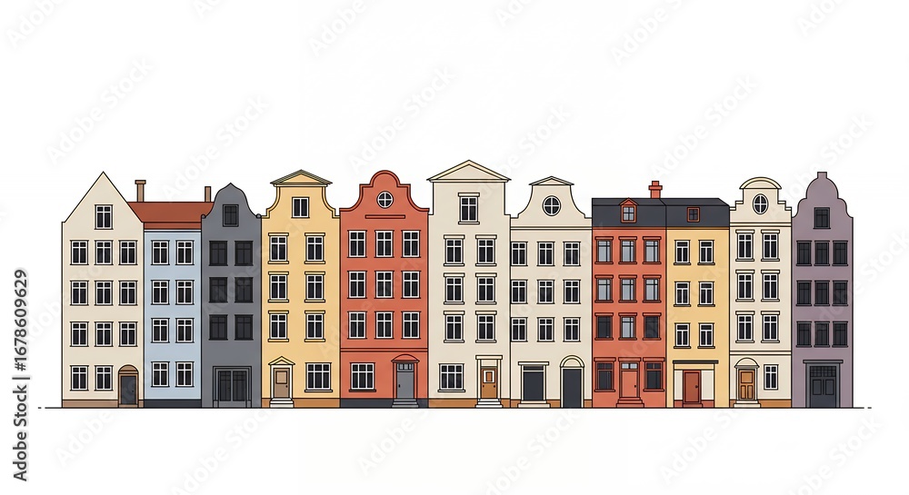 Fototapeta premium European building row illustration