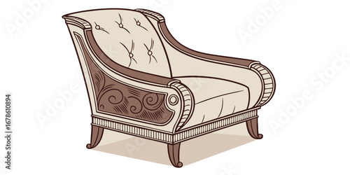 A drawing of a chair with a cushion that says'the chair is a chair '
