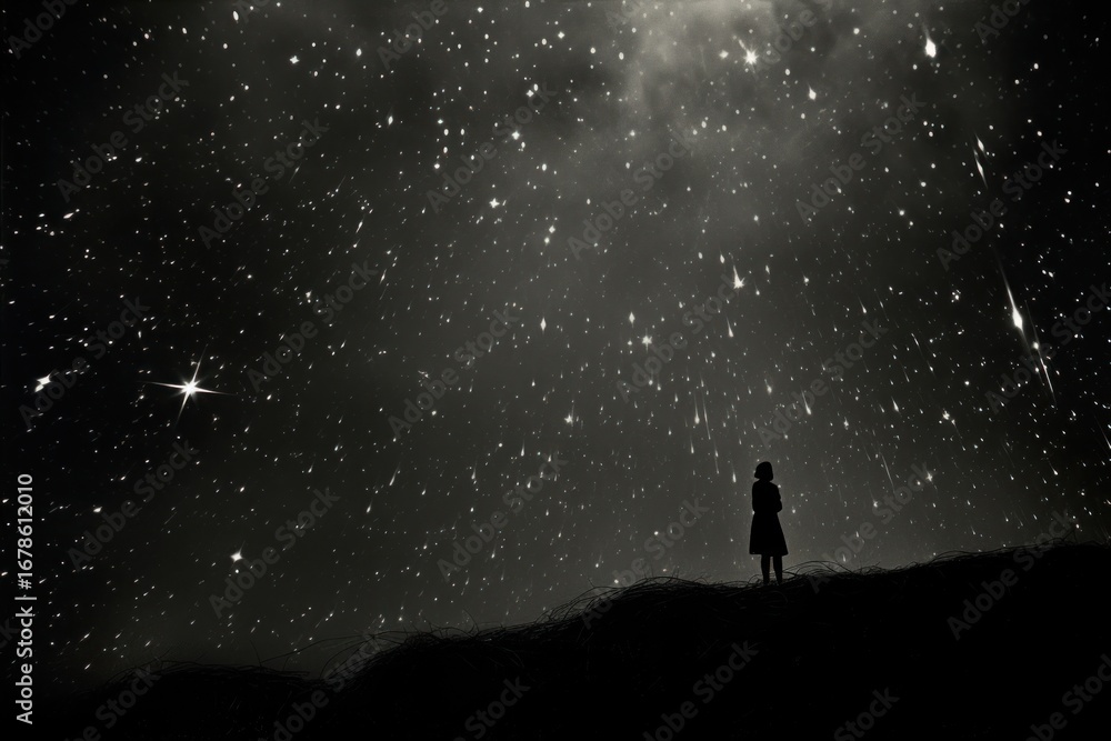 Fototapeta premium Star sky silhouette astronomy outdoors.