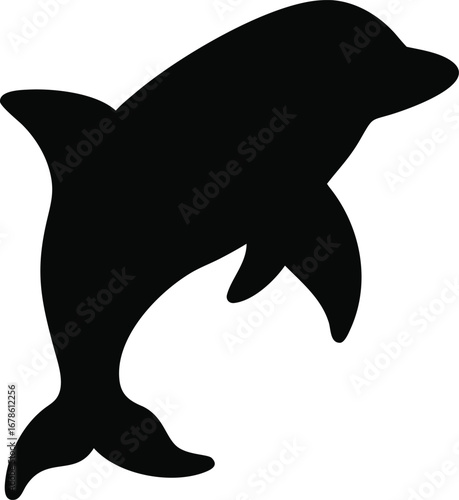 Jumping dolphin silhouette represents ocean life marine mammal aquatic animal graceful movement silhouette