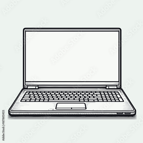 Open laptop mockup with blank screen on light background  